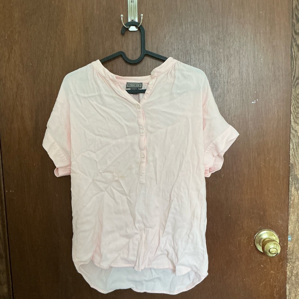 Women's Pink Button-Up Blouse - Picture 3 of 5